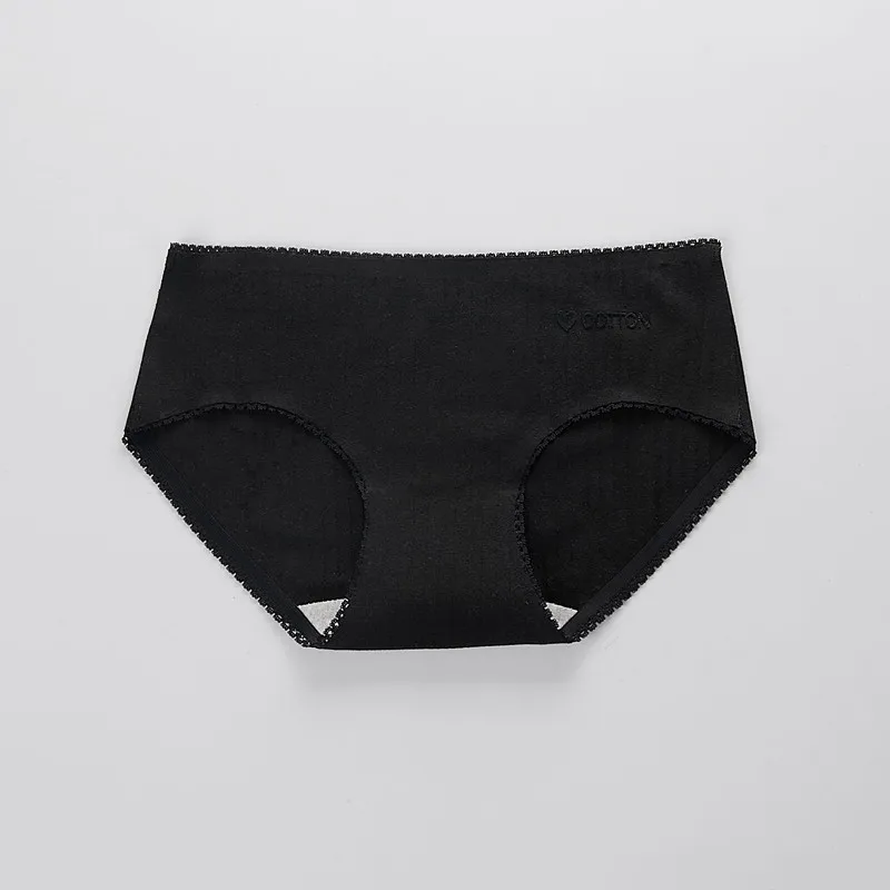 

Women's solid color cotton mid-rise waistless panties 3 pieces Women's cotton comfortable triangle briefs