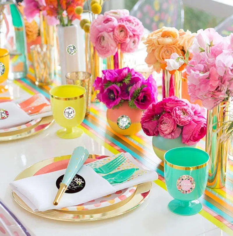 8 видов стилей/рулон Круглые Цветочные благодарим вас наклейки Скрапбукинг для