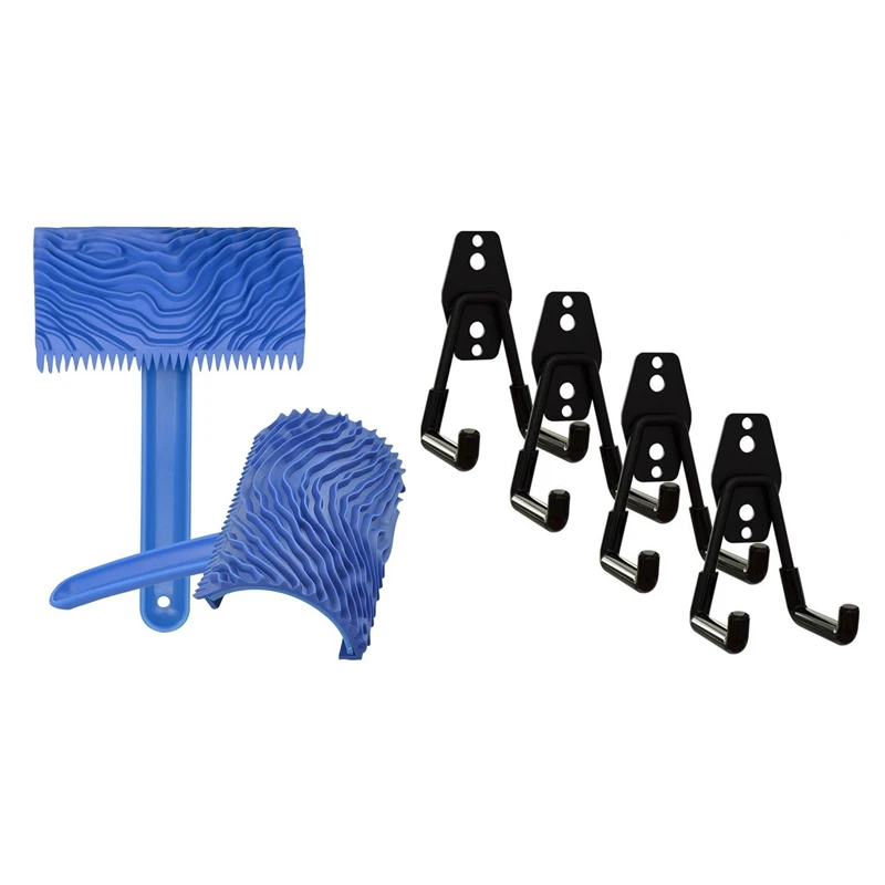 

LUDA 4X гаражные крючки, гаражные крючки для хранения, универсальные двойные крючки и 2X деревянный шаблон, набор инструментов для дождя