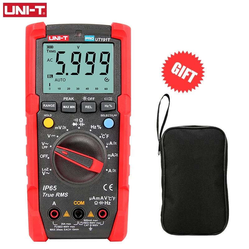 

UNI-T UT191E / UT191T профессиональный тестер Цифровой мультиметр автоматический диапазон DMM 20A Амперметр Сопротивление рабочий цикл диод