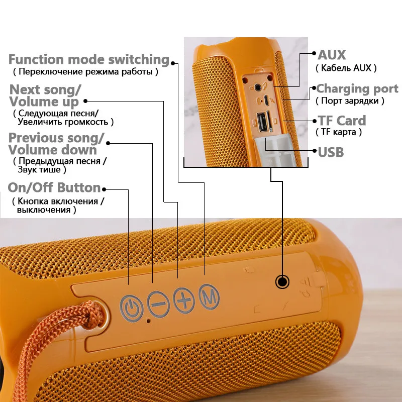

Waterproof Bluetooth Speaker Stereo Bass Dual Diaphragm Subwoofer Sound System Soundbox Caixa De Som FM Radio caixa de som