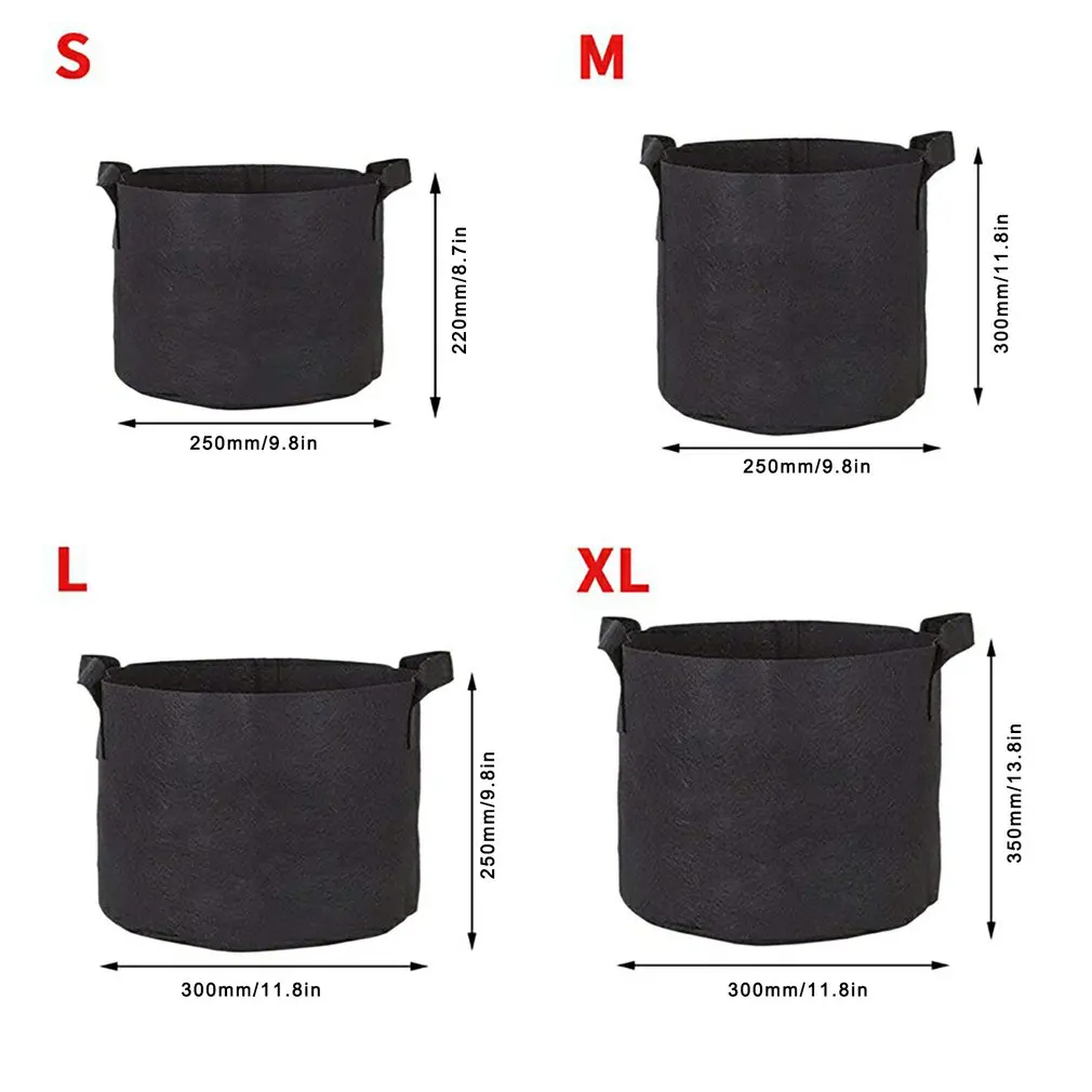 

5 Pcs Plant Growth Bag Thick Non-woven Fabric With Handle Good Drainage Portable And Breathable Plant Growth Bag