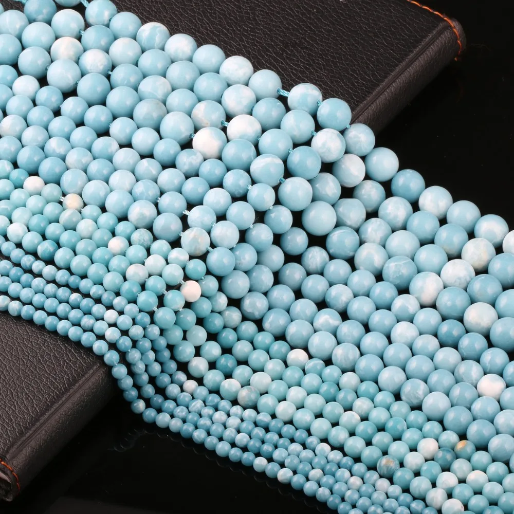 

Wholesale Natural Larimar Stone Beads Round Loose Spacer Beads DIY For Necklace Bracelet Jewelry Making Supplies