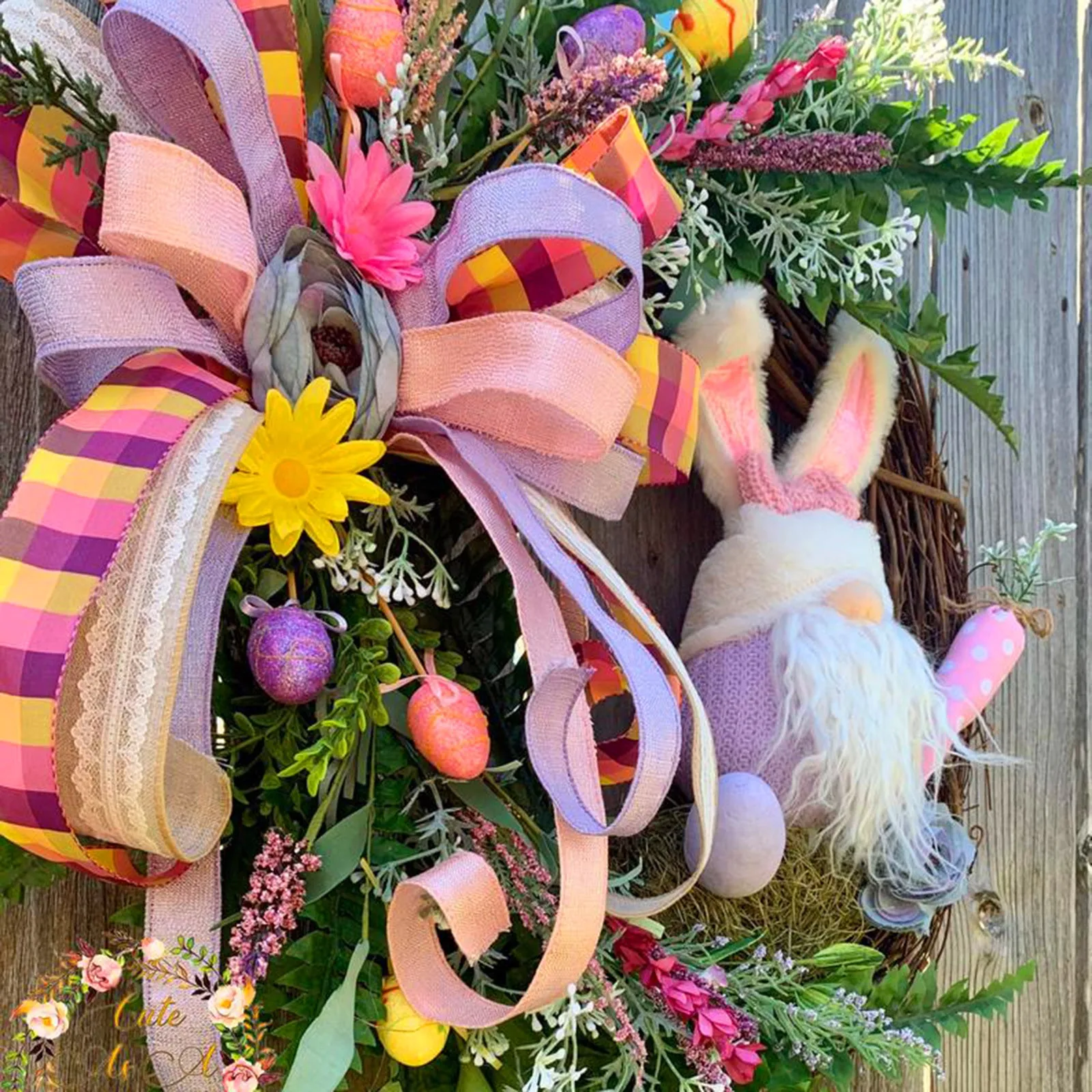 Easter Decoration Artificial Rattan Bunny Wreat Outdoor Indoor Hanging Wreath Home Ornament Diy Craft Wedding |