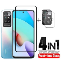 4 in 1 for xiaomi redmi 10 glass for redmi 10 tempered glass 9h full screen protector for redmi 10 note 9 11 10 pro lens glass
