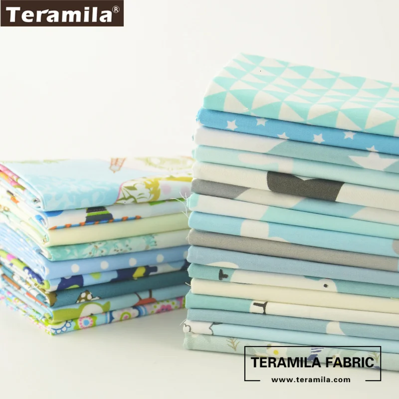Хлопок teramila ткань Precut 25 дизайнов синяя стеганая текстильная ткань Жир четверти очарование пакеты метр постельные принадлежности шитье лоскутное