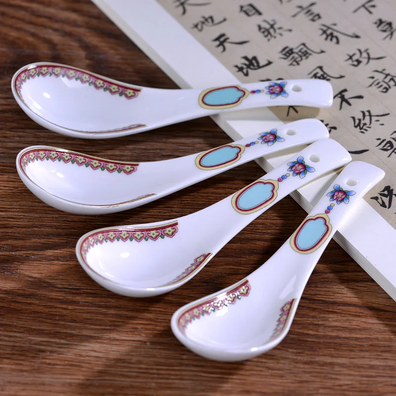 6 шт. керамика Цзиндэчжэнь столовая посуда из костяного фарфора ложка для риса