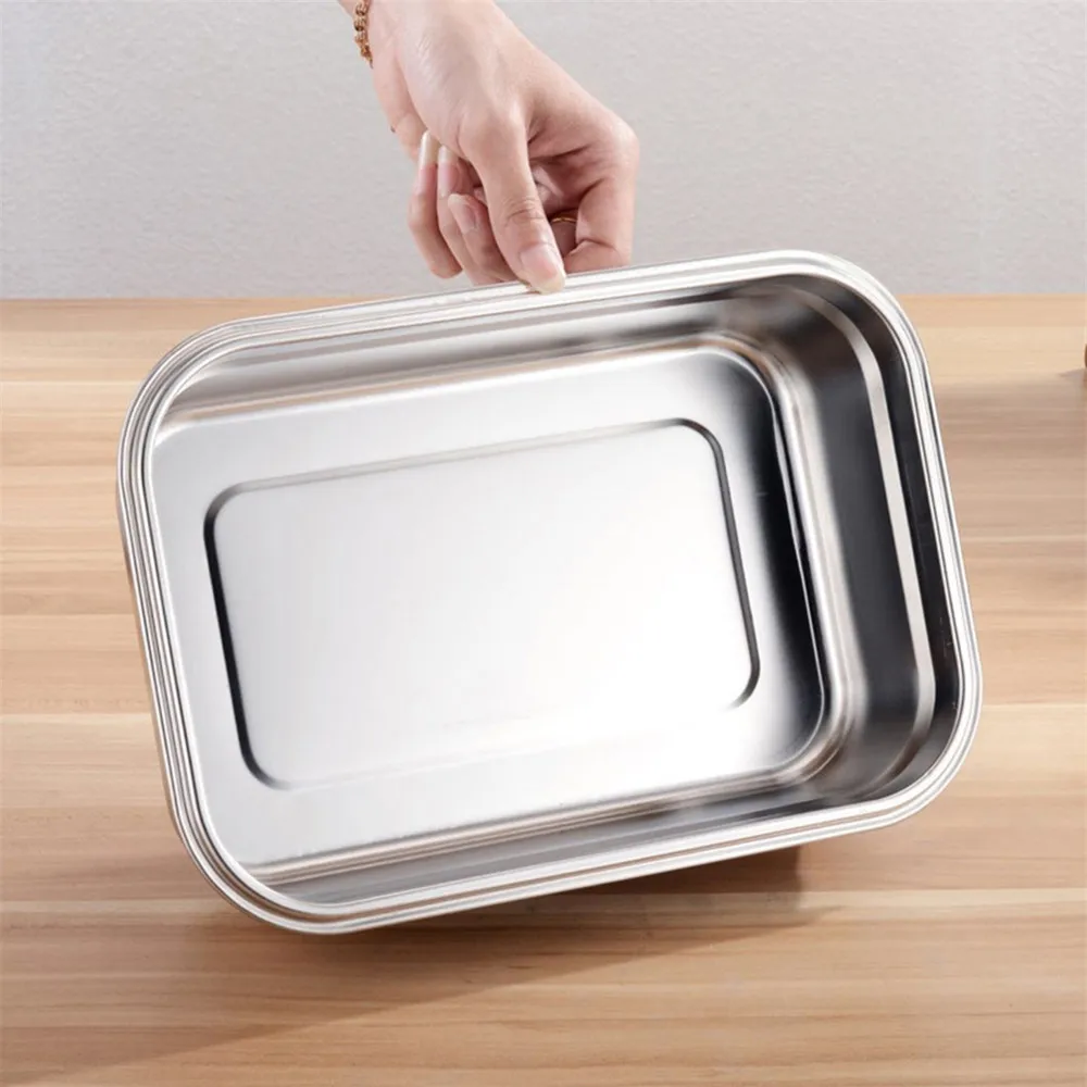 

0.62-5.5L Lunch Containers Leak Proof Stainless Steel Food Containers Storage Bento Box Rectangle Lunch Box Kitchen Supplies