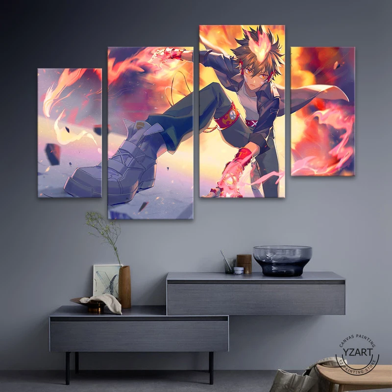 

Unframed 4 Piece Sawada Tsunayoshi Katekyo Hitman Reborn Anime Poster for Room Decor Canvas Art Oil Painting Gift