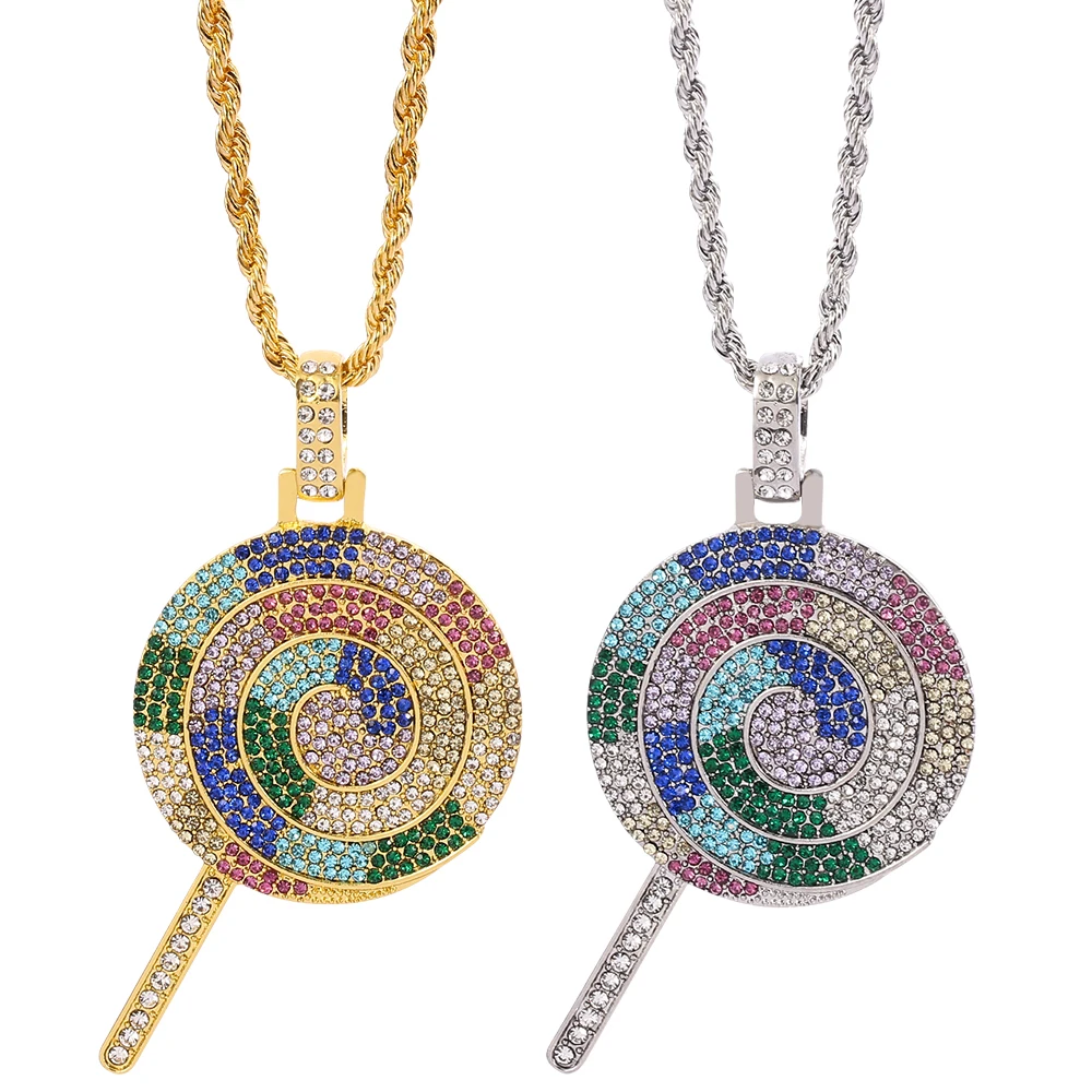 Цепи из нержавеющей стали Многоцветный леденец на палочке ожерелье с подвеской