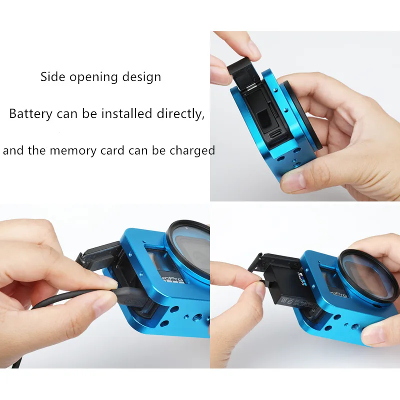 CNC Aluminum Alloy Protective Case Cage for GoPro Hero 8 Black with 52mm UV Lens Cage for Go Pro Hero 8 Accessories action