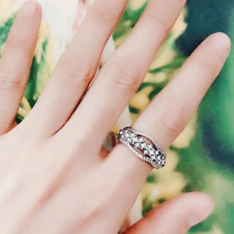 White Новинка,, модное женское кольцо с голубым цветком для девочек, 925 серебряное кольцо с фианитами, кольца для помолвки для женщин, лучшие подарки - Цвет основного камня: White