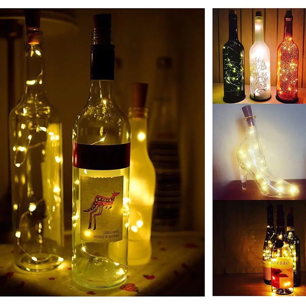 Гирлянда светодиодный винный бутылка с пробкой медная проволока гирлянда в