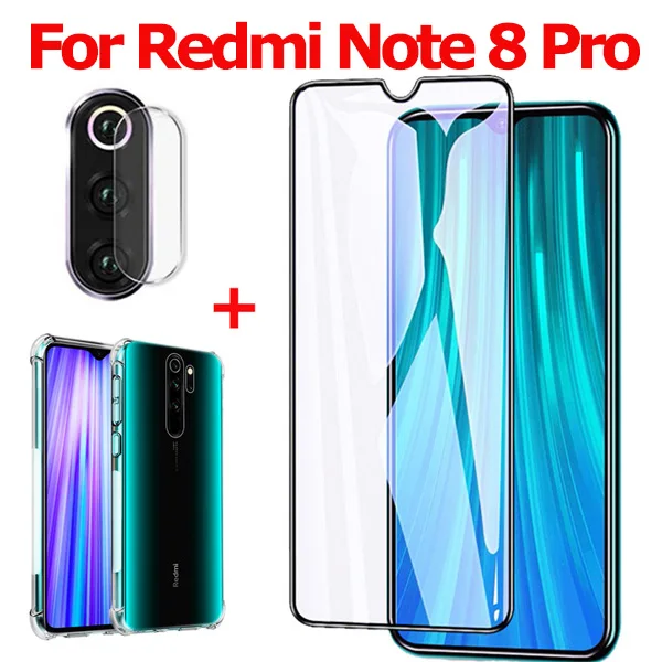 Note 8 Pro 3-in-1 Стекло+ чехол Xiaomi Redmi Note 8 Pro закаленное стекло Xiaomi Note 8 камера защитная пленка на Redmi Note 8Pro защитное стекло сяоми редми ноут 8 про защитное стекло ксиоми редми нот 8 про стекло Redmi Note 8 glass - Цвет: Note 8 Pro 3-in-1