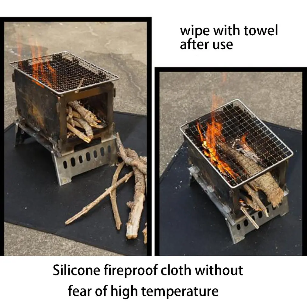 

Outdoor Camping Silicone Fireproof Cloth Picnics Barbecue Insulation Mat Flame Retardant Cloth Silicone Fireproof Cloth