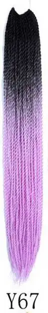 Qphair Ombre Сенегальские вьющиеся волосы крючком косы 24 дюйма 30 корней/упаковка синтетические плетеные волосы для женщин черные кроличьи волосы - Цвет: y67