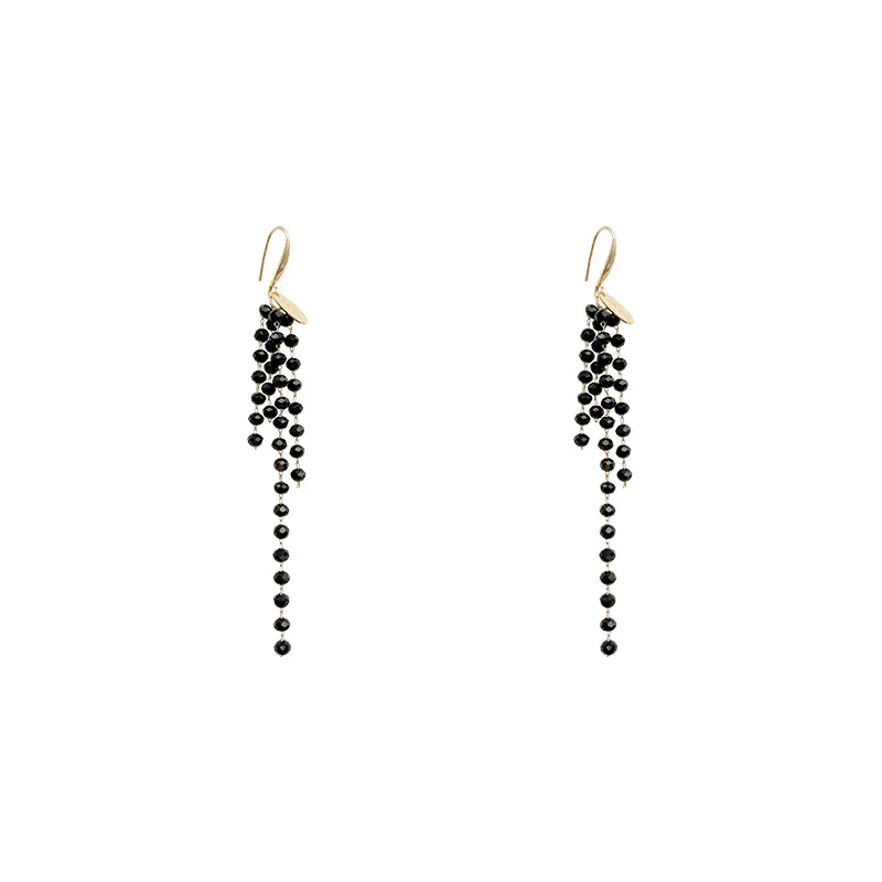 

2020 new black crystal fringed earrings pendant A dangling female earring Women's Classic Jewelry pendientes colgantes