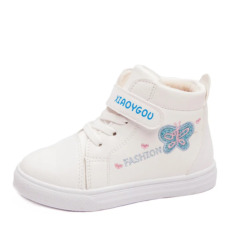2020 Winter Kids Boots Brand Girls Warm Leather Sneakers Fashion Footwear Children Casual Shoes Plush Non-slip Sport | Детская одежда и