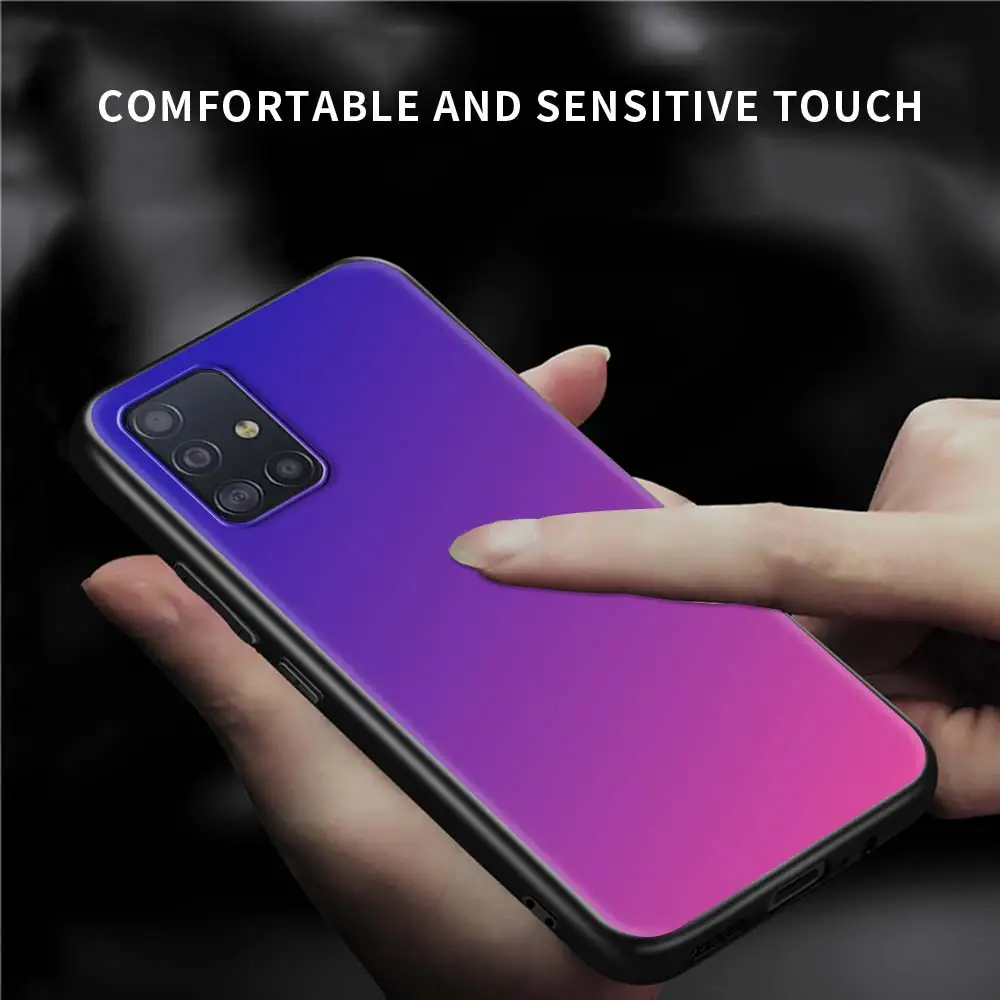 

Luxury Gradient Case For Samsung Galaxy A51 A71 A21s A31 A12 A32 5G A21 EU A52 4G A41 A11 Silicone Black Phone Cover