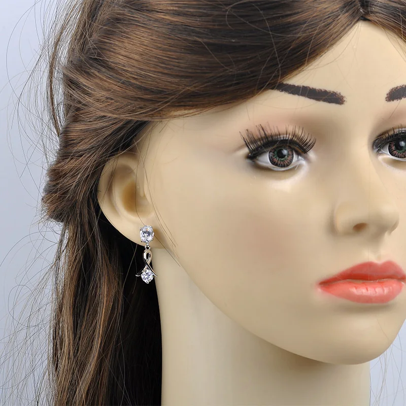 Корейские милые висячие серьги из розового золота с 585 камнями и фианитом