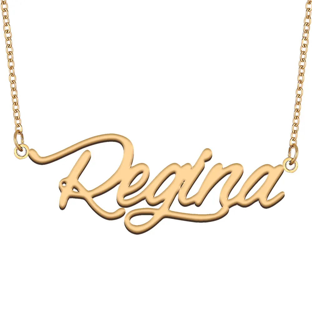 

Regina Name Necklace for Women Stainless Steel Jewelry Gold Plated Nameplate Pendant Femme Mother Girlfriend Gift