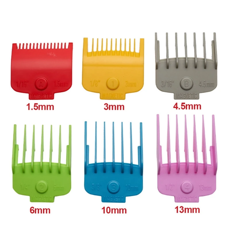 

6Pcs Colorful Professional Hair Clipper Guides Attachments Combs Clipper Guards Hair Clipper Replacement Guards Set