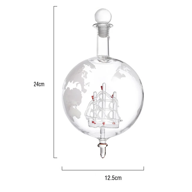 

Glass Globe Decanter Set with Whiskey Glasses Wood Stand Funnel Accessories Home Dining Bar Decoration