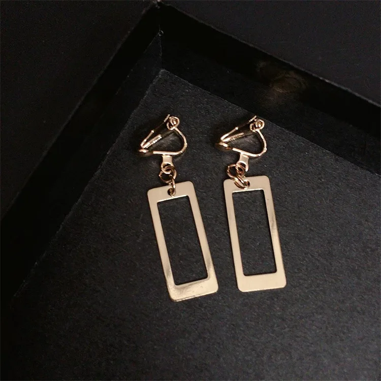 

Серьги-клипсы GRACE JUN в Корейском стиле без проколов для женщин, модные простые ажурные Геометрические Квадратные Висячие серьги, Новинка