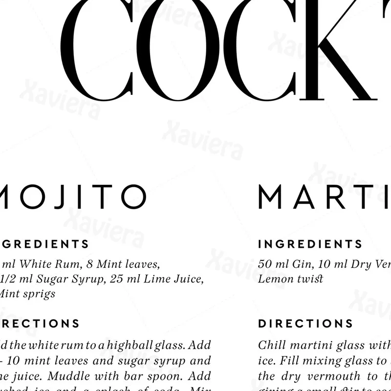 

Modern Decor Poster Drink Cocktail Variety Picture Wall Art Print Cocktail Poster Wine Canvas Painting Bar Pub Mural Home Decor