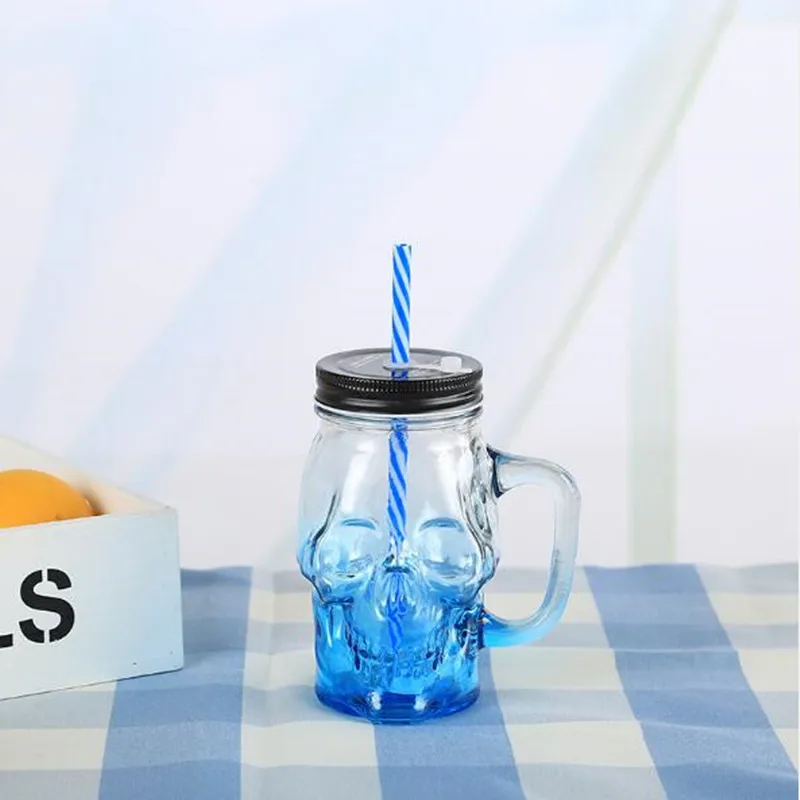 500 мл стеклянный бокал в виде черепа для вина пива напитков коктейлей с крышкой и