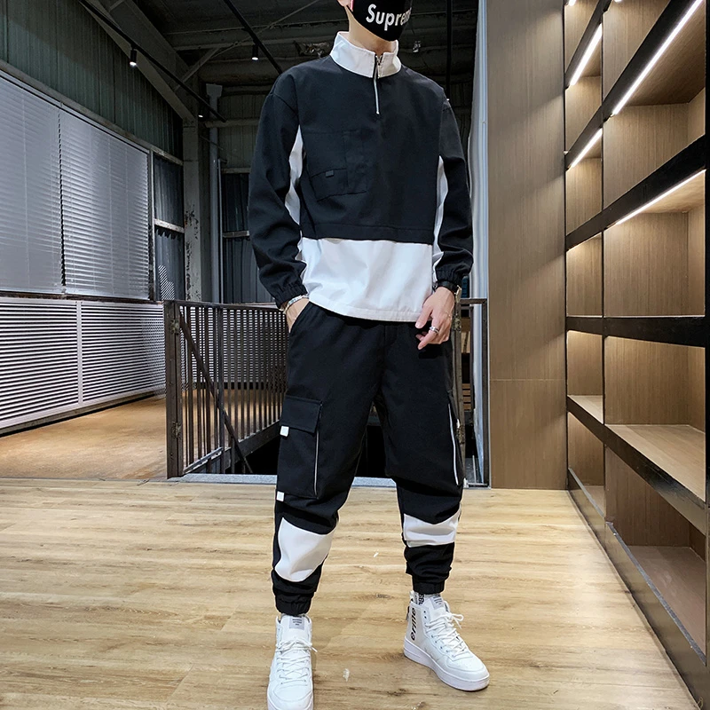 Мужской повседневный спортивный костюм камуфляжная куртка + брюки из 2 предметов