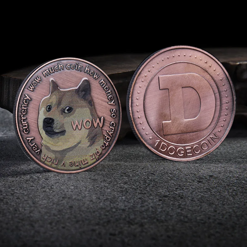 

New DogCoin Three-dimensional Relief Commemorative Coin Brass Red Copper Color Printing Virtual Commemorative Coin