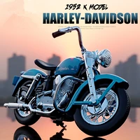 maisto 118 harley davidson 1952 k model rio blue simulation alloy motorcycle model toy car collecting car model boys toys
