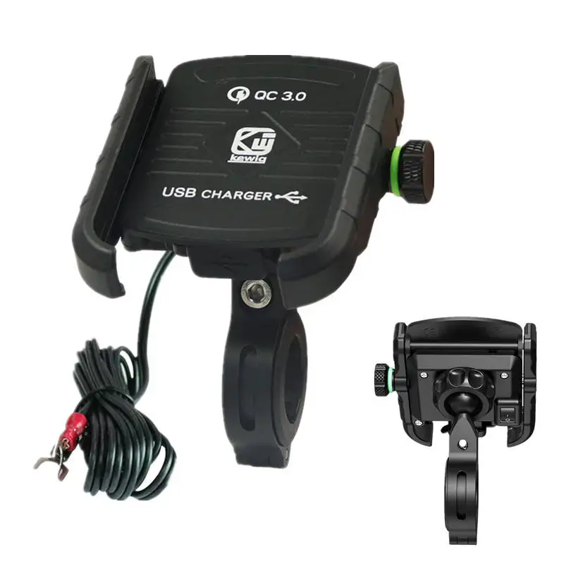 

Amazon Hot sell QC3.0 USB Charger Motorcycle Handlebar Phone Holder, Motorbike Smartphone Holder, Mobile Phone Bracket for Bike