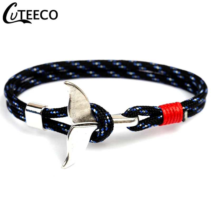 CUTEECO, рыба, акулий хвост, талисманы, браслет для мужчин и женщин, нейлоновая веревка, цепь-Паракорд, браслет, мужские браслеты, якорь, браслет - Окраска металла: A6