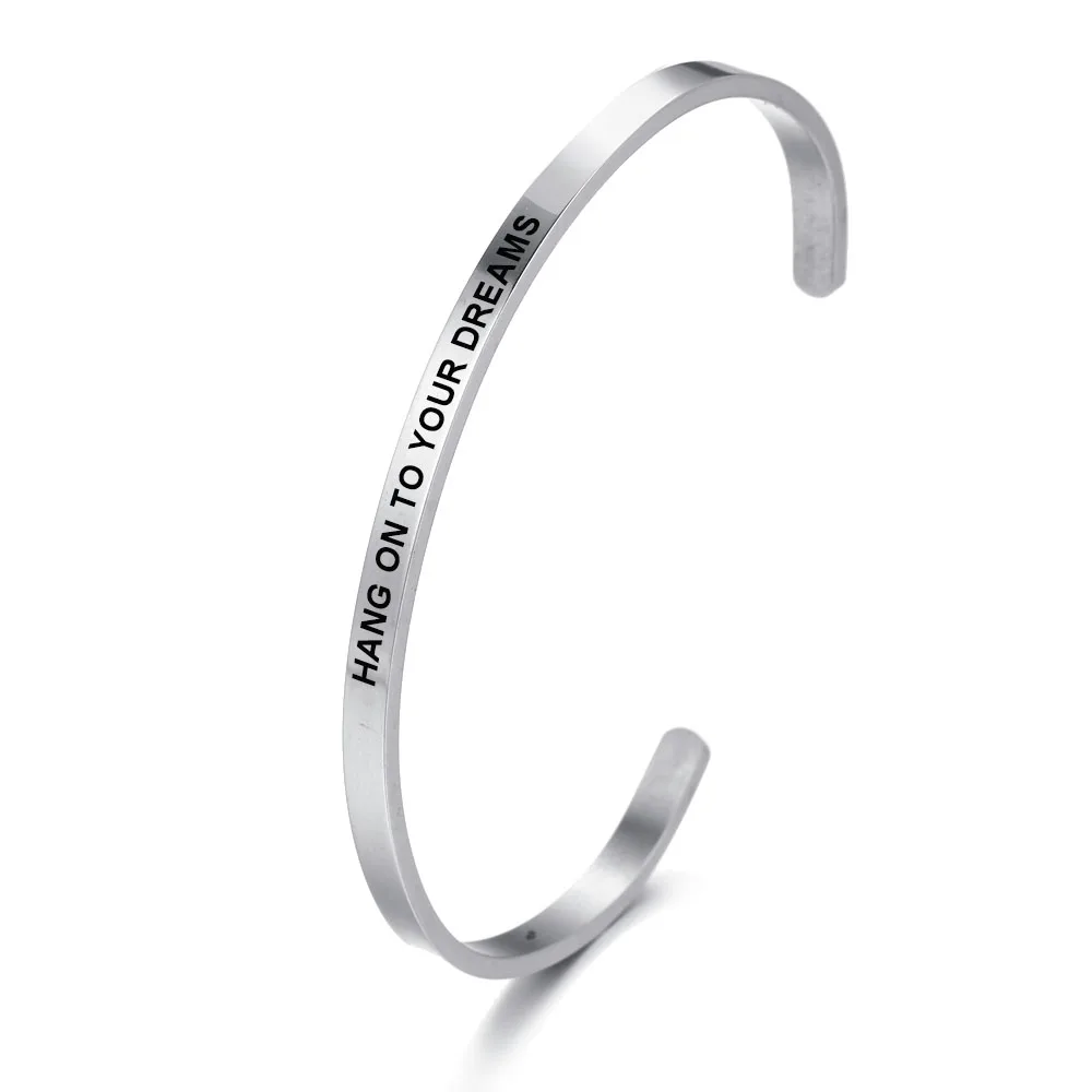 4 мм серебряные браслеты на заказ с лазерной гравировкой вдохновляющие цитаты