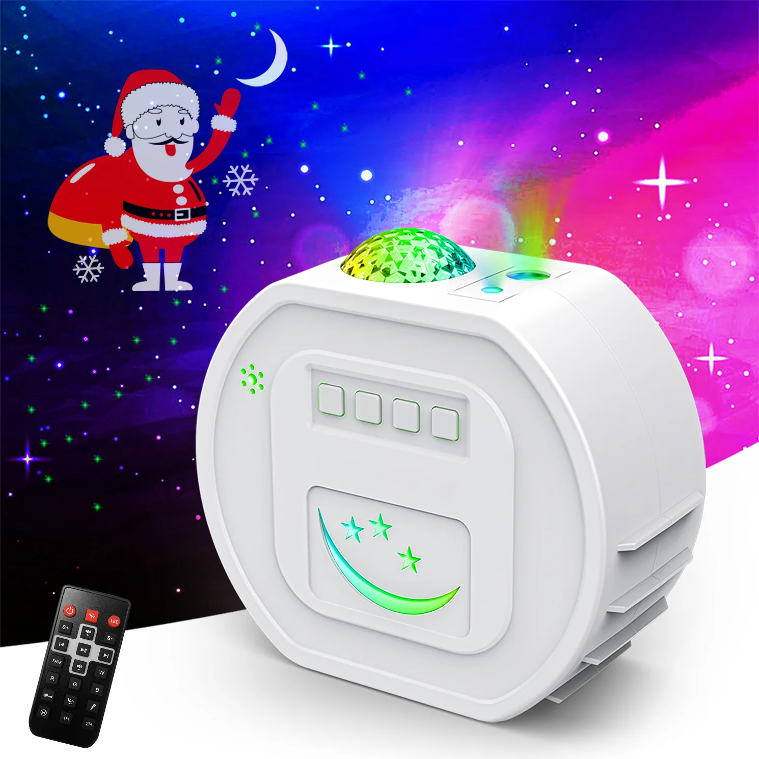 Christmas LED Projection Lamp Santa Claus Holiday Decoration Light USB Atmosphere Lamp with Music Audio and Night Light