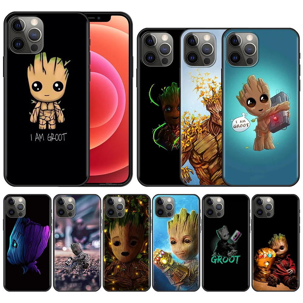 

Phone Case For iPhone 14 12 11 13 Pro Max X XR XS 7 8 6 6s Plus 12 13 Mini Silicone Fundas I Am Groot Marvel Cartoon