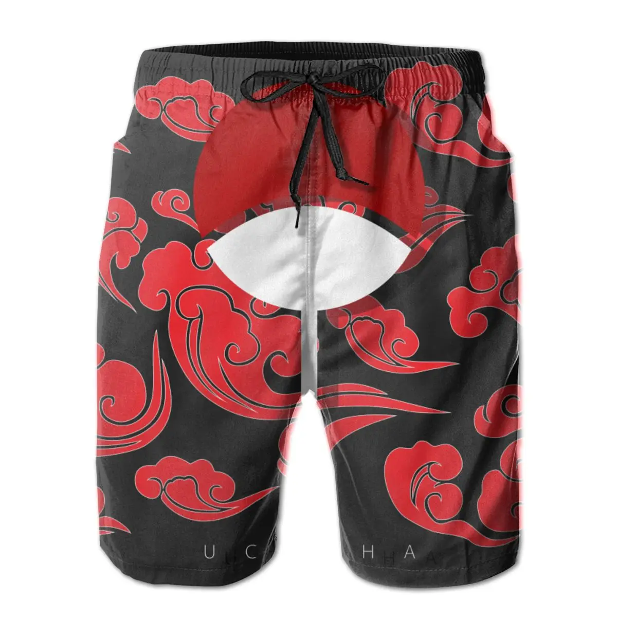 

Adult beach pants Sasuke image of Japanese anime beach pants Sasuke Red Cloud LOGO Casual Swimming Beach Pants