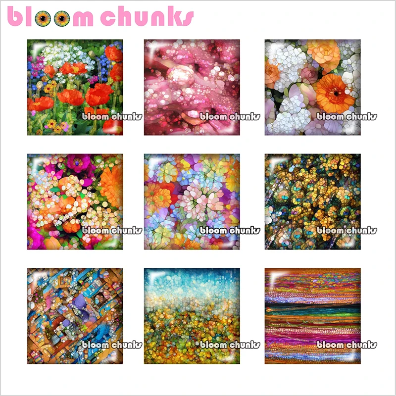 Цветочное художественное фото для квадратного стеклянного кабошона