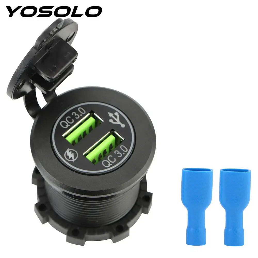 YOSOLO Dual USB Зарядное устройство автомобиля 12V Запчасти QC 3 0 Быстрый быстрой зарядки