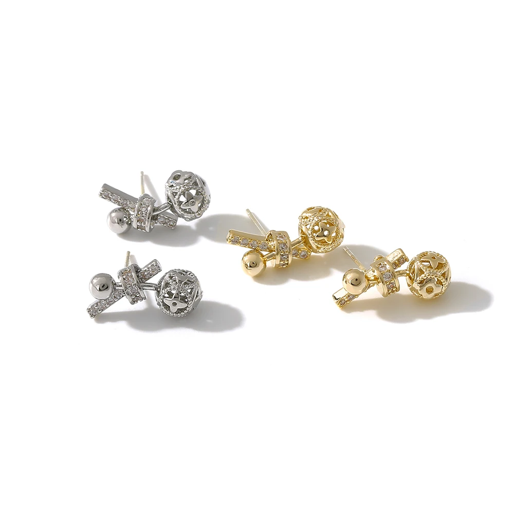 Роскошные Металлические серьги-гвоздики Yhpup стразы с узлом и шариком