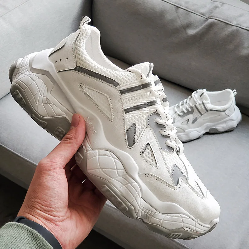 

2020 Autumn New Casual Shoes Thick-soled Fashion Lace-up Comfortable Men's Shoes Trend Sports Shoes Breathable Mesh Shoes Men