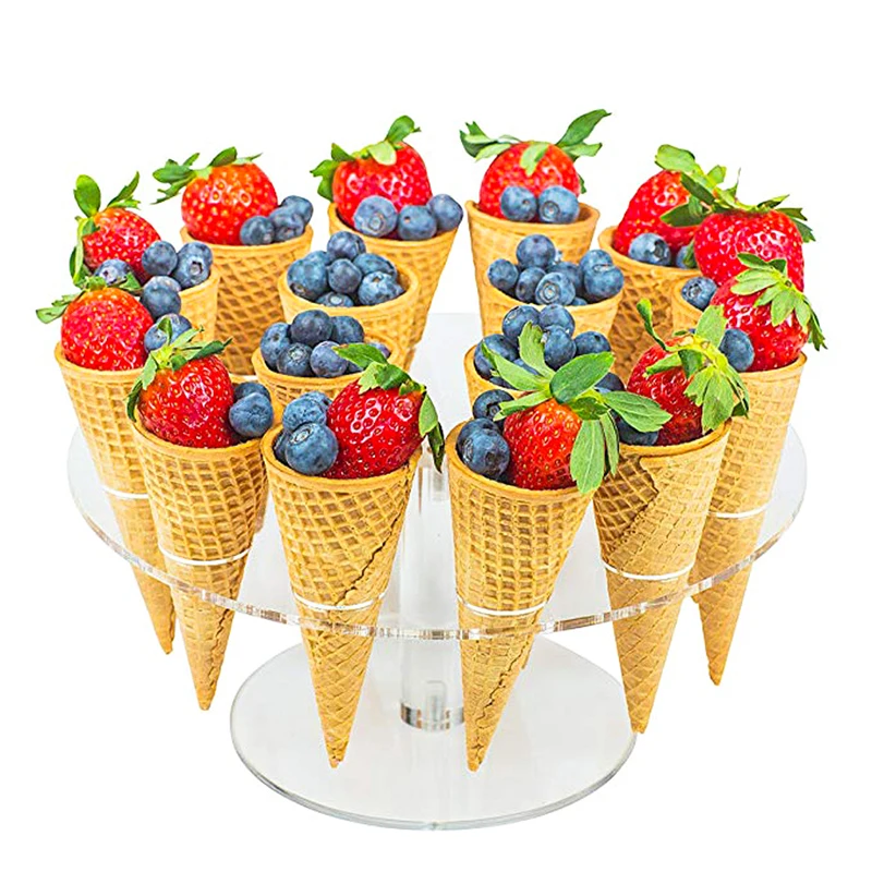 

Ice Cream Candy Acrylic Holder Cones Holders Stands16 Holes For Wedding Party Kids Birthday Party Buffet Display