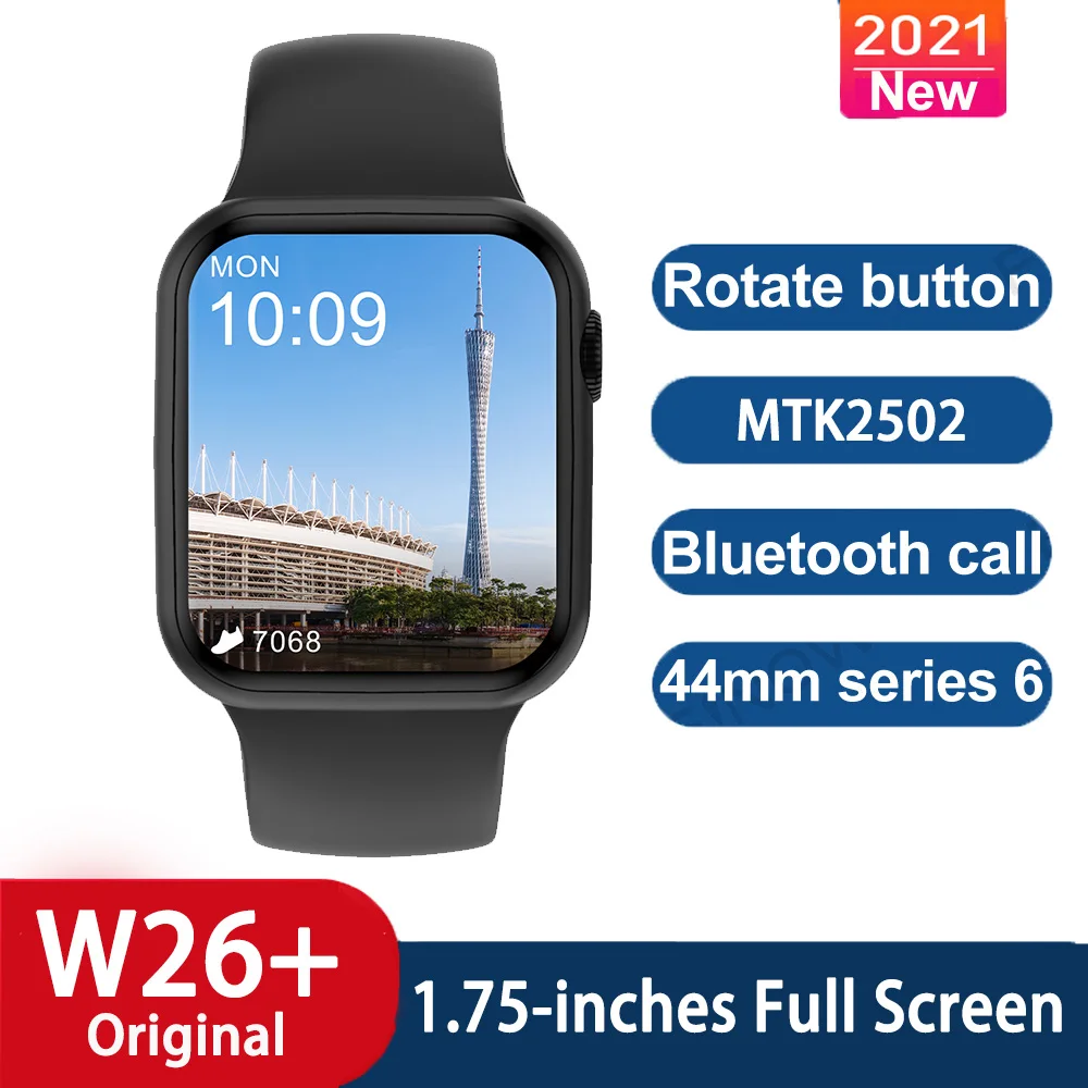 Новинка W26 Plus умные часы с поворотной кнопкой 44 мм 1 75 дюйма Bluetooth Звонок музыка
