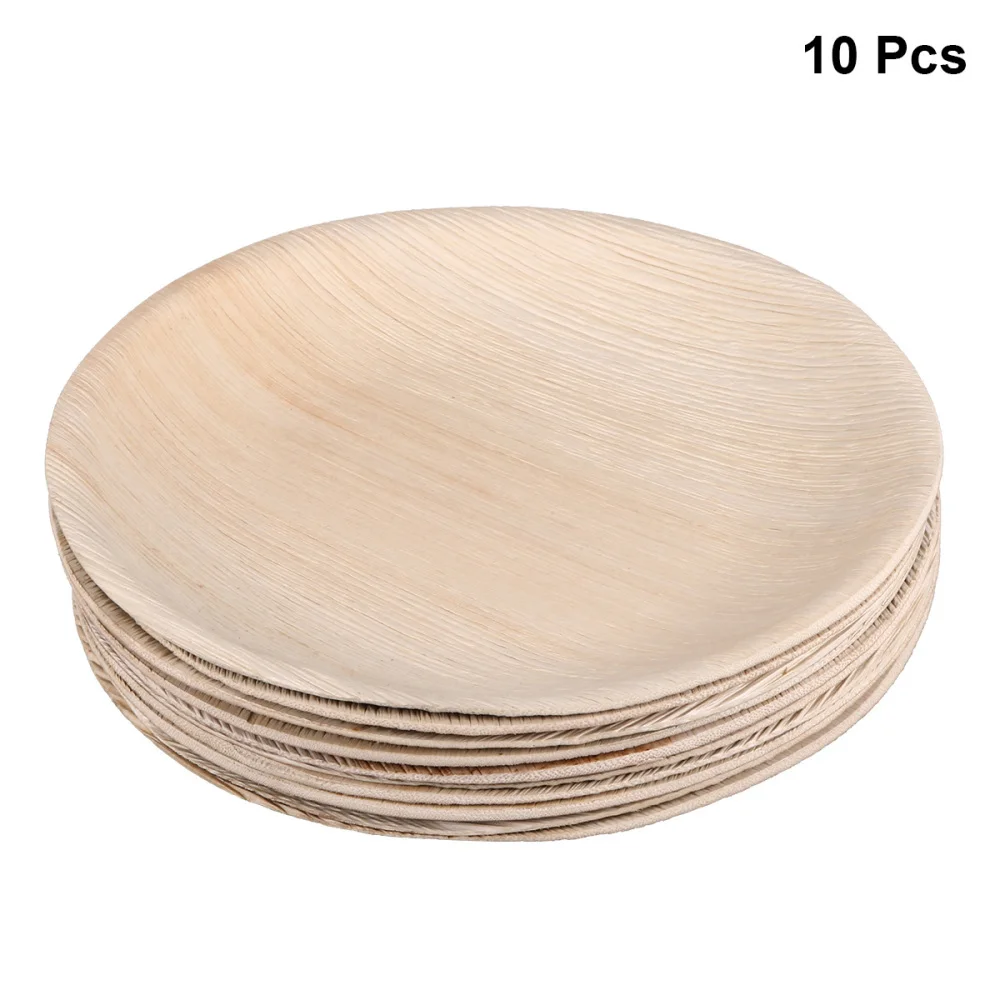 

10PCS 8 Inches Frond Disposable Tableware Party Service Tray Dessert Dishes Plates for Birthday Picnic (Square)