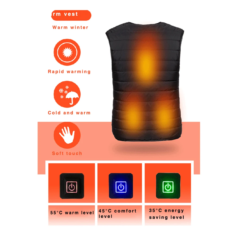 New Winter Motorcycle Motocross Gear Body Armor Vest Heating Warm Washable USB Temperature Adjustable Heated Protector | Автомобили и