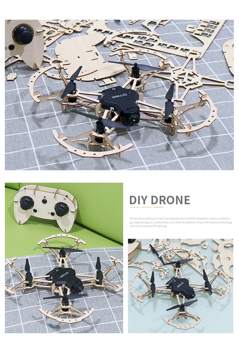 DIY Мини Дрон с камерой HD ручной сборки деревянный пульт дистанционного управления квадрокоптером игрушки RC игрушки для детей подарок M2