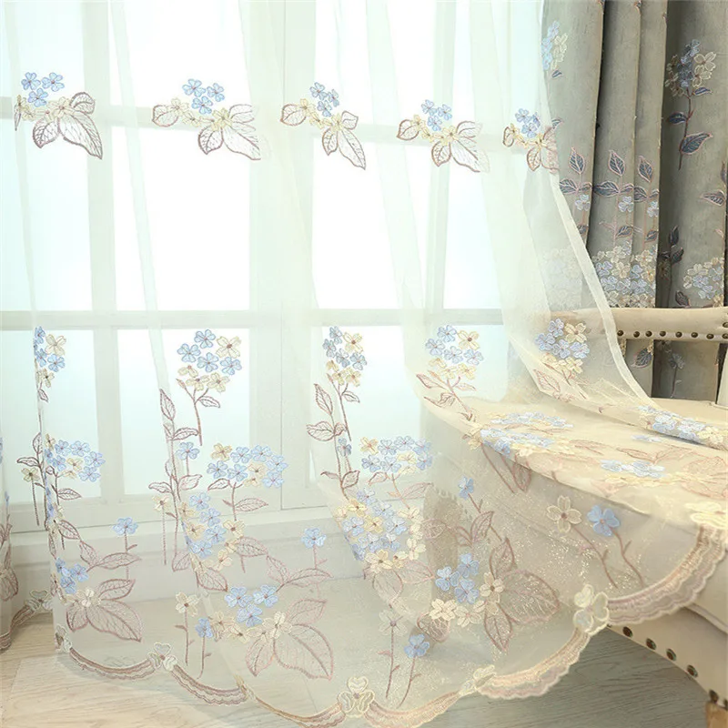 Роскошные современные затемненные шторы из полиэстера и хлопка с вышивкой