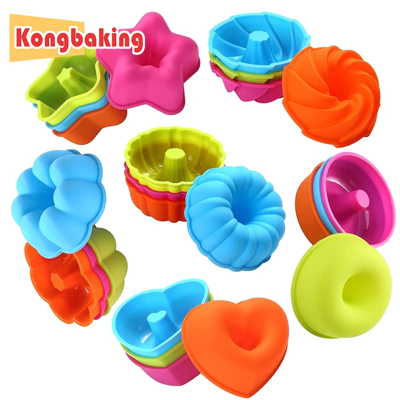 

KongBaking Silicone Molds Nonstick 2 3/4 inches Silicone Donut Mold Cupcake Baking Cups Donut Pan Muffin Jello Bagel Pan